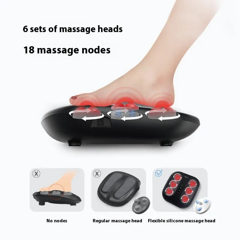 Multifunctional foot massager with kneading nodes and infrared physiotherapy in black, orange, green, and red colours