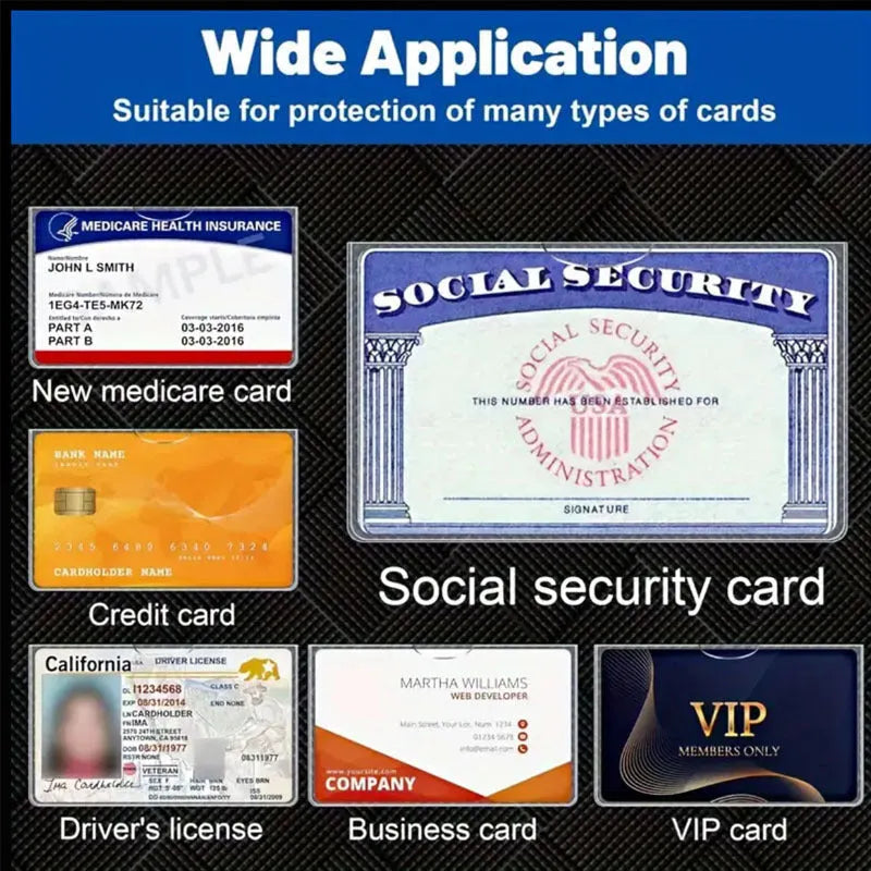 Clear transparent PVC card holder for social security and student bus cards.