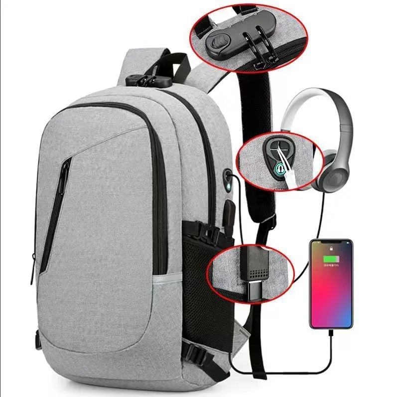 Oxford cloth computer backpack in blue with 20-35L capacity and 50x31x19cm dimensions