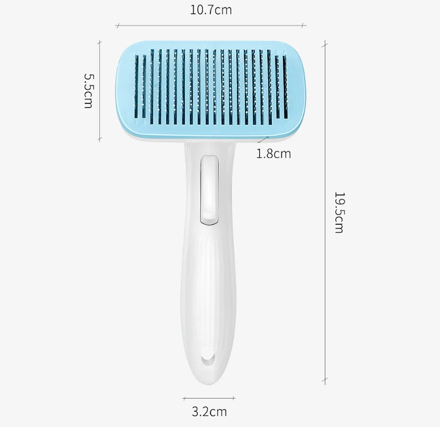 Automatic pet grooming comb with hair removal needles in blue, grey, green or pink