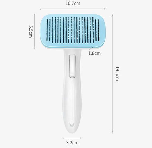 Automatic pet grooming comb with hair removal needles in blue, grey, green or pink