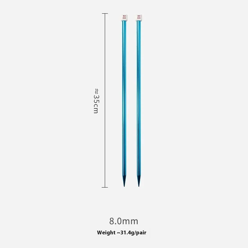 Set of crochet hooks in various sizes from 2.0mm to 10.0mm, each with a protective cap on a lengthened handle.