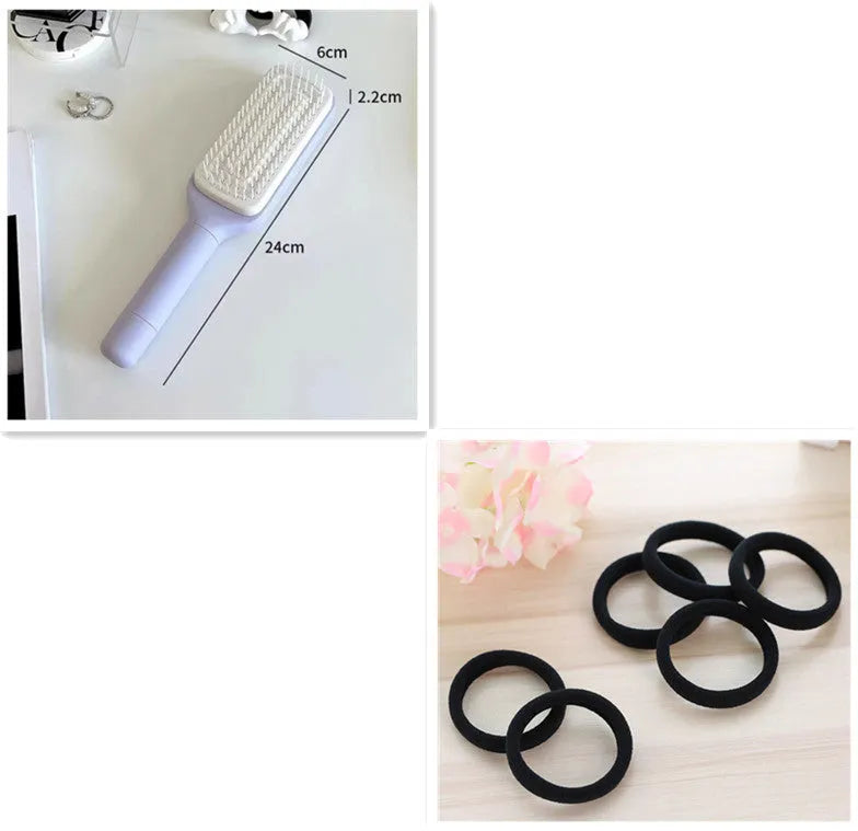Roland purple and lunar rock grey self-cleaning hair brush with anti-static massage comb teeth.