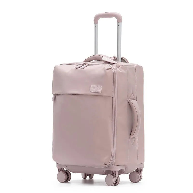 Ultra-light waterproof Oxford cloth suitcase with universal wheels in bluestone green colour.