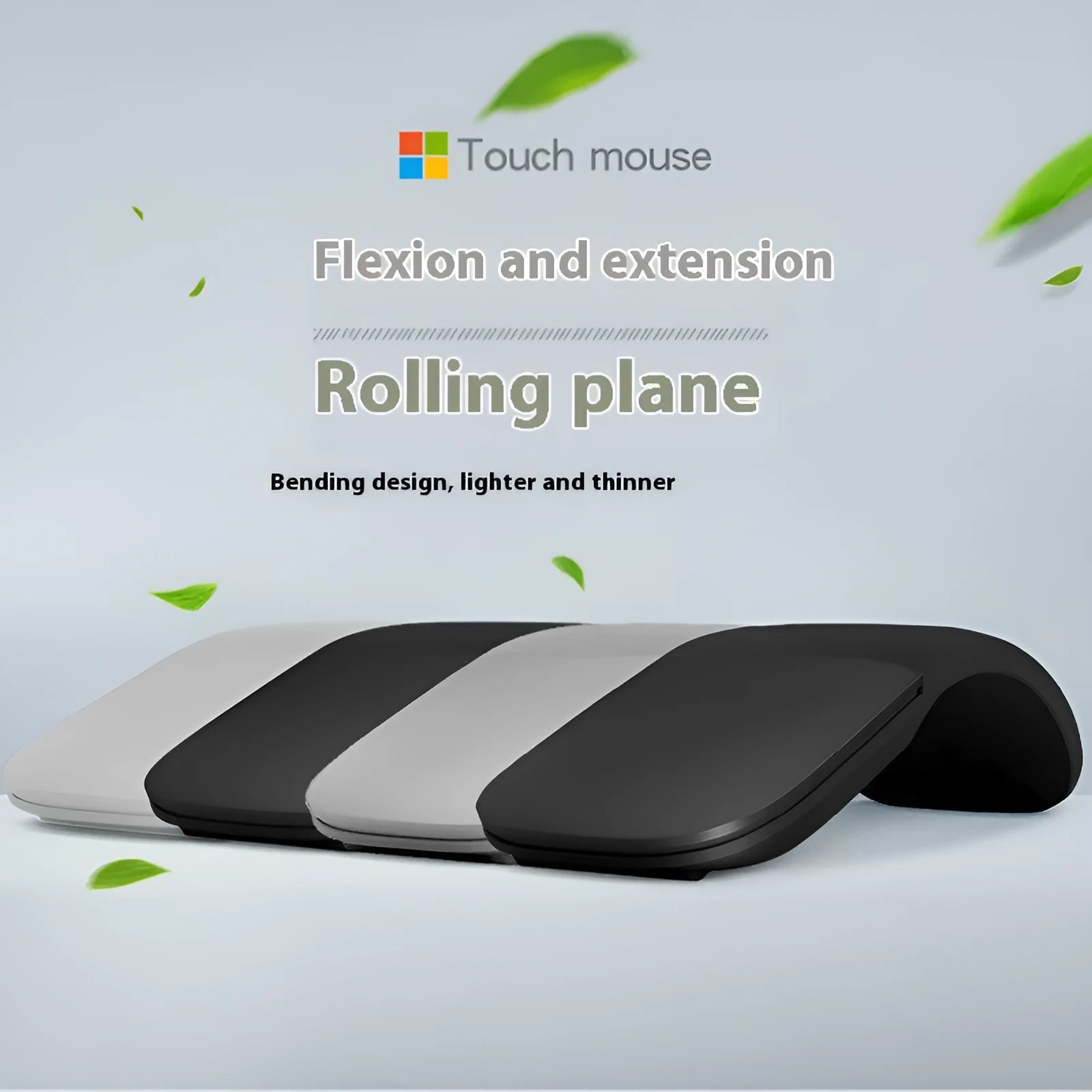 Black folding Bluetooth wireless mouse showing compact 14.5mm thickness beside unfolded 131.2mm measurement