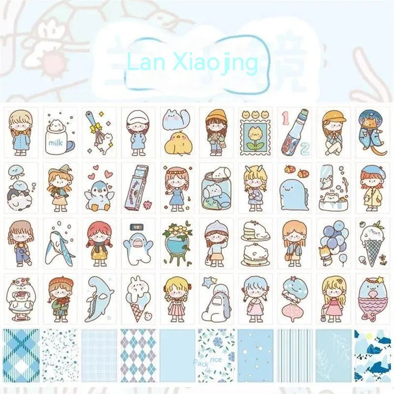 Japanese cartoon character stickers with heart and lollipop motifs measuring 40mm by 60mm