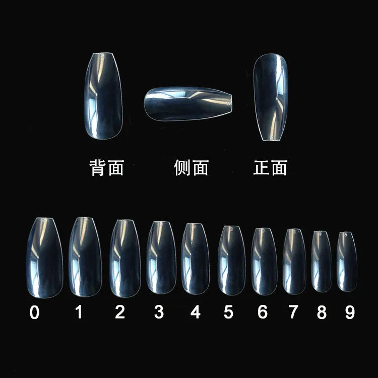 500 clear natural false nails in 10 different sizes for professional and home application