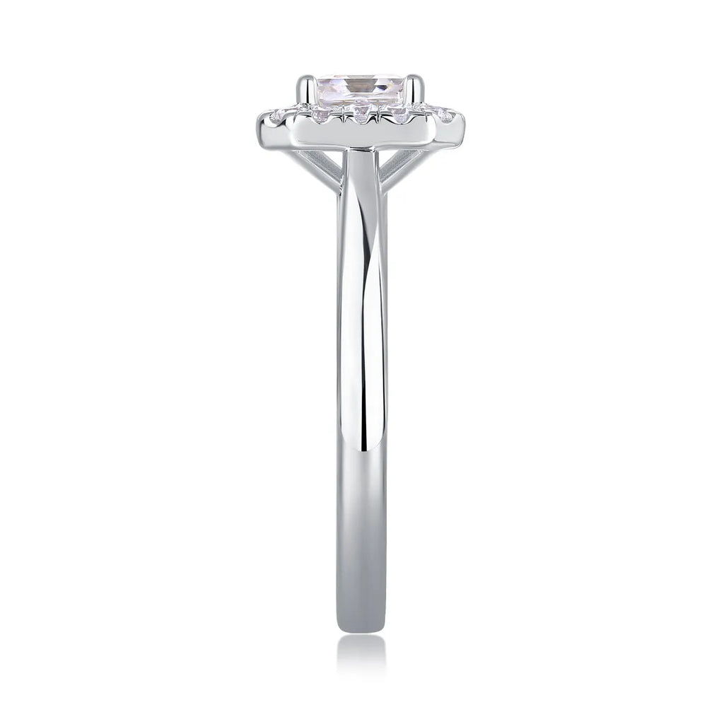Fangyuan moissanite wedding ring set with square 5.5x5.5mm stone, S925 silver platinum plated, in gift box