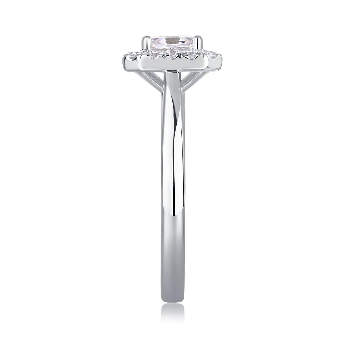 Fangyuan moissanite wedding ring set with square 5.5x5.5mm stone, S925 silver platinum plated, in gift box