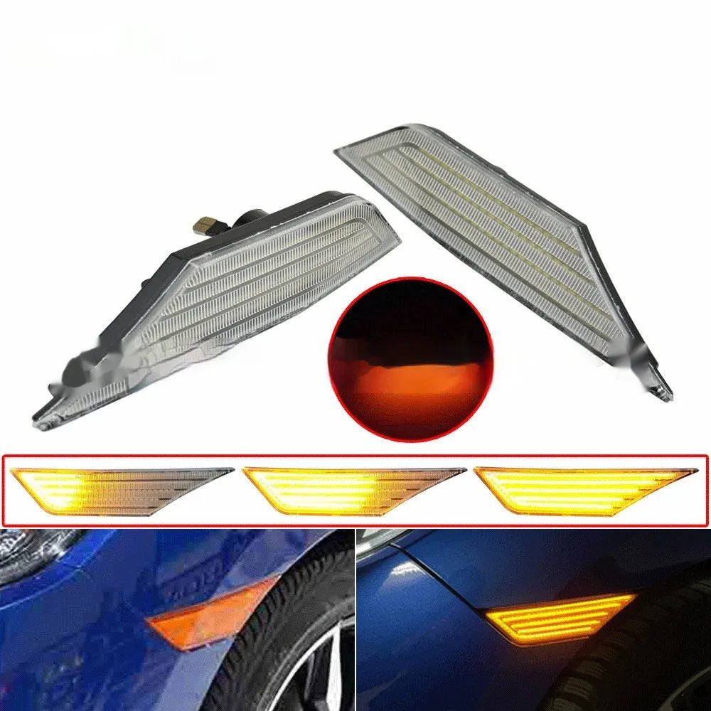 Black ABS carbon fibre side fender light for Honda Civic 10th Gen with yellow LED flowing water sequence