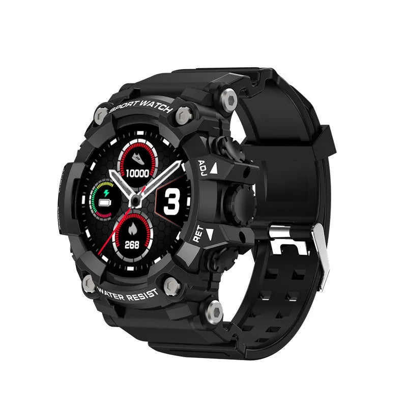 T6 Tactical Rugged Smart Watch in black or green with 1.3-inch screen and anti-sweat wristband.