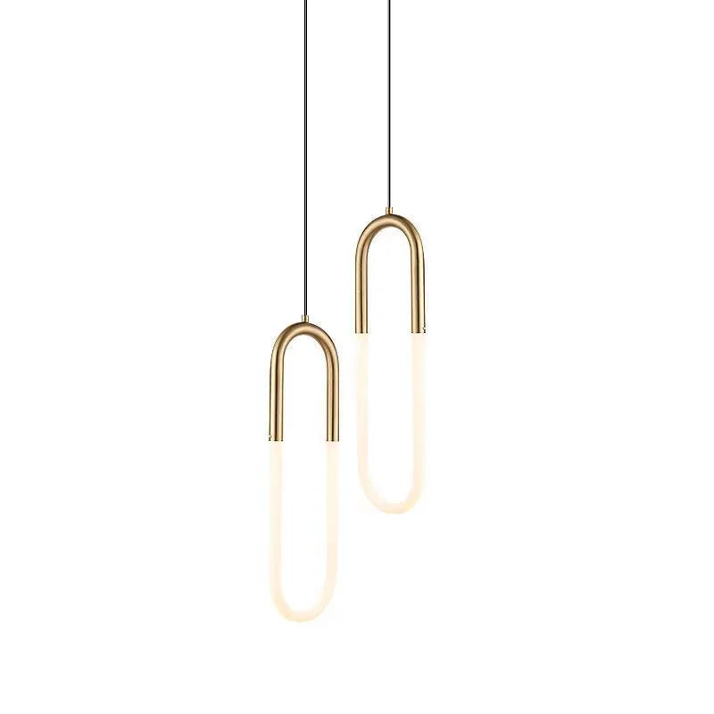 Nordic minimalist U-shaped bedside table chandelier light fixture with tri-colour dimming.