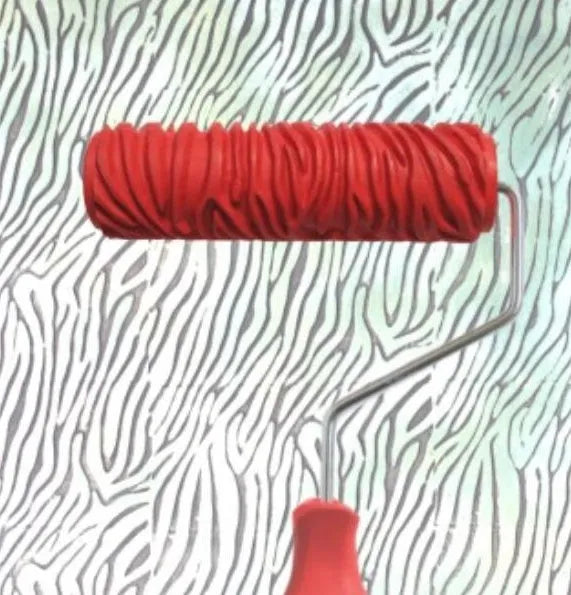 Red 7 inch texture paint embossing roller for creating patterned walls