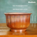 Purple sand ceramic bonsai flowerpot with wood fired antique carved design