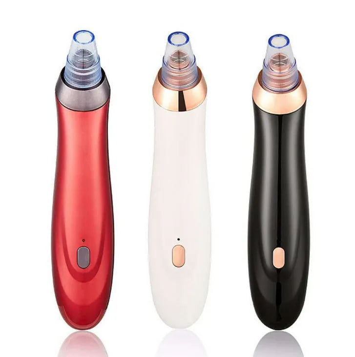 Electric blackhead remover device with vacuum suction pump and multiple nozzle attachments for pore cleaning