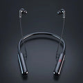 Sports neckband wireless headphones in black and red with 200mm ear cord and Bluetooth 5.0