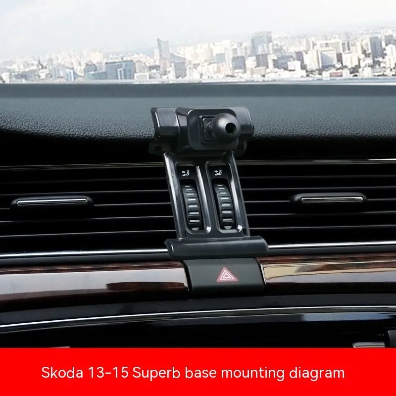Snap-on car phone bracket for ŠKODA vehicles mounted on air vent