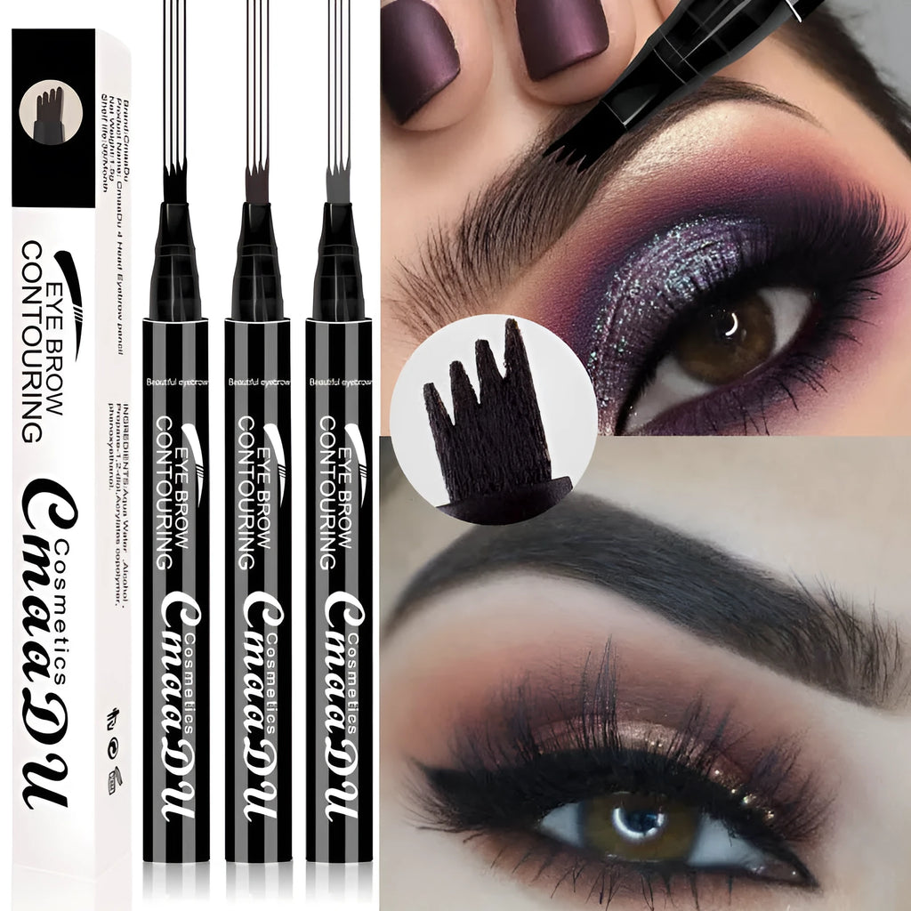 CmaaDu 4-head eyebrow pencil with four-point tip in black brown and grey colour options