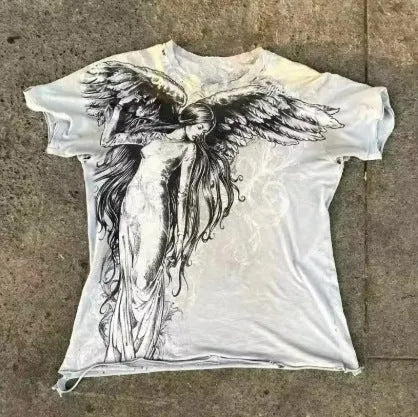 Men's Gothic cartoon print short sleeve t-shirt in colour HQ929.