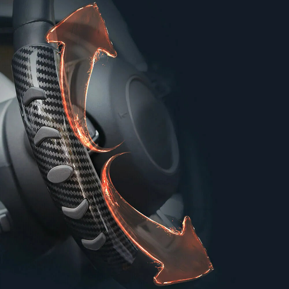Carbon fibre black steering wheel anti-slip sleeve on 38cm diameter wheel