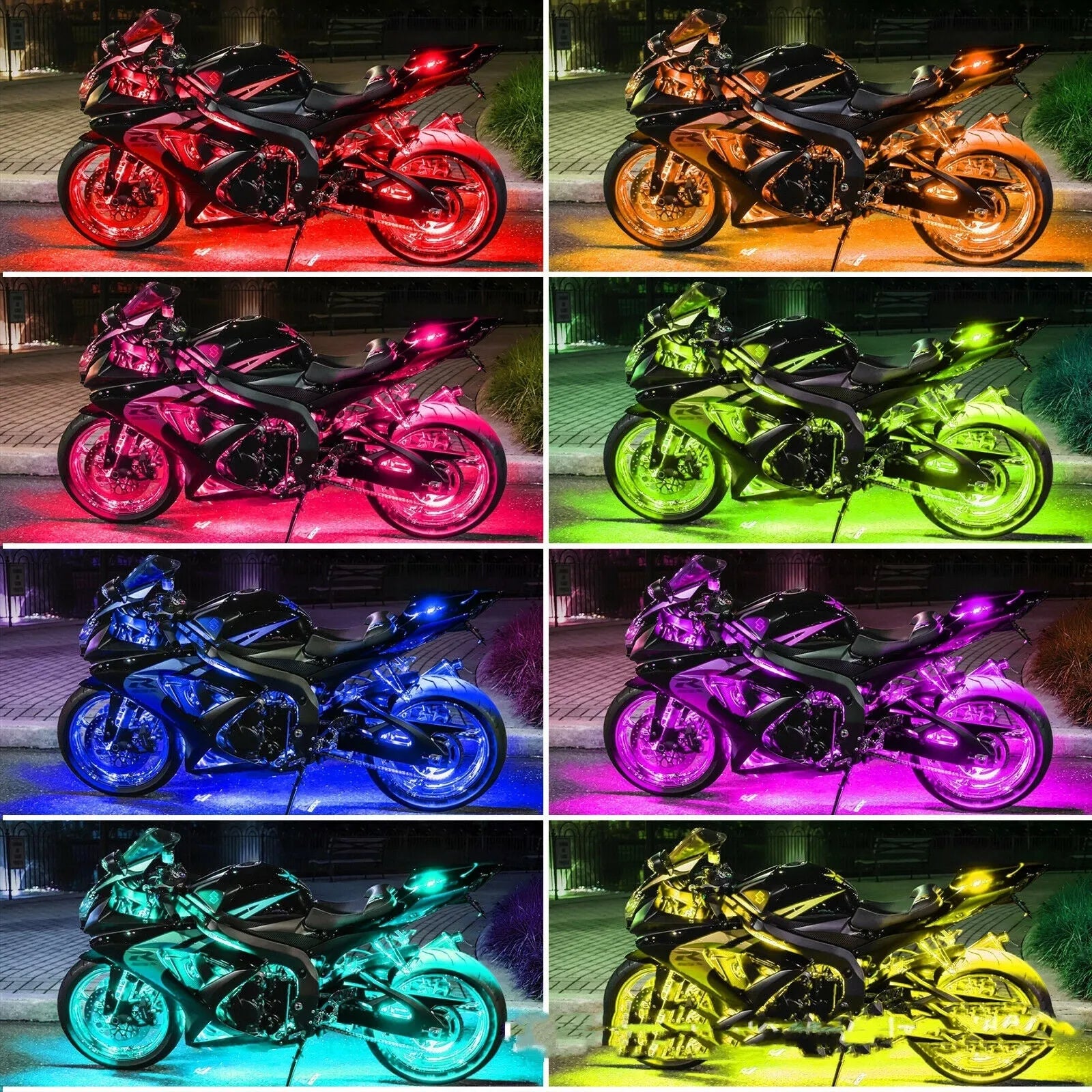 RGB LED vehicle atmosphere light bar with wireless remote control on black silicone housing
