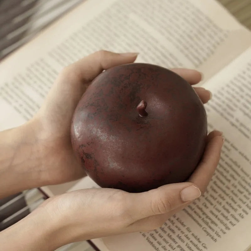 Retro Chinese ceramic apple desktop ornament in two size options