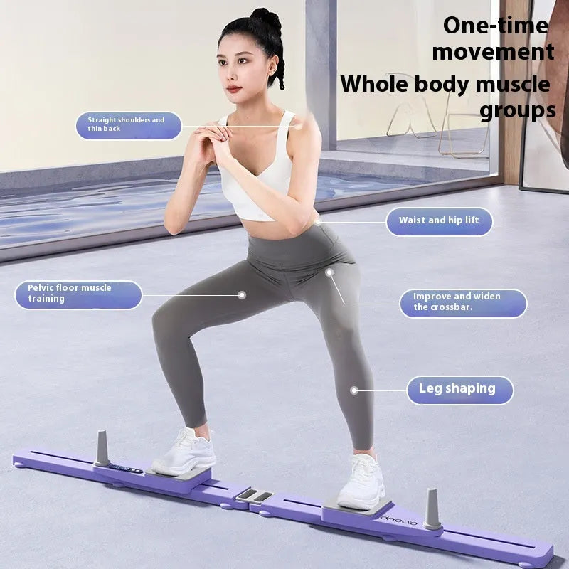 Split multifunctional skiing machine trainer in purple colour with 85cm supine board