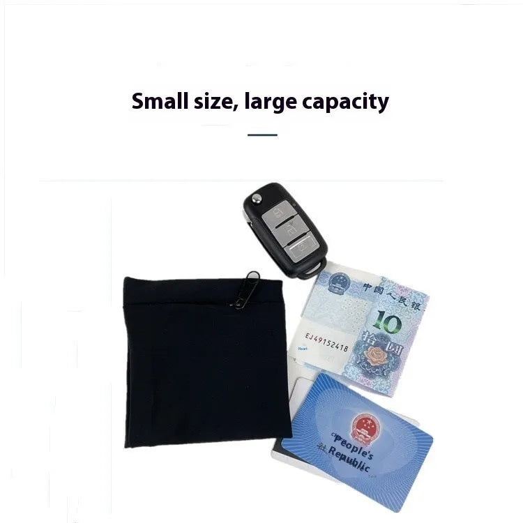 Wrist bag armband sleeve for mobile phone, shown in packaging, dimensions 10 by 10.5 cm.