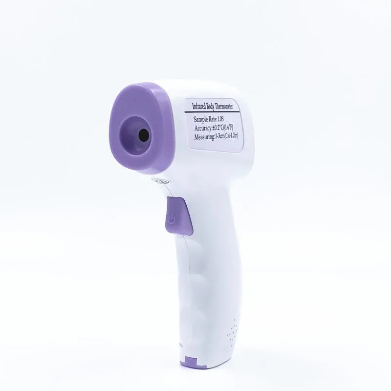White digital thermometer with electronic display for non-contact temperature measurement