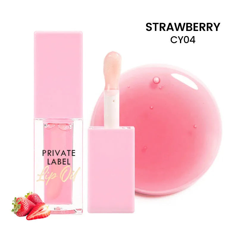 Set of six women's transparent lip gloss tubes in different colours and flavours