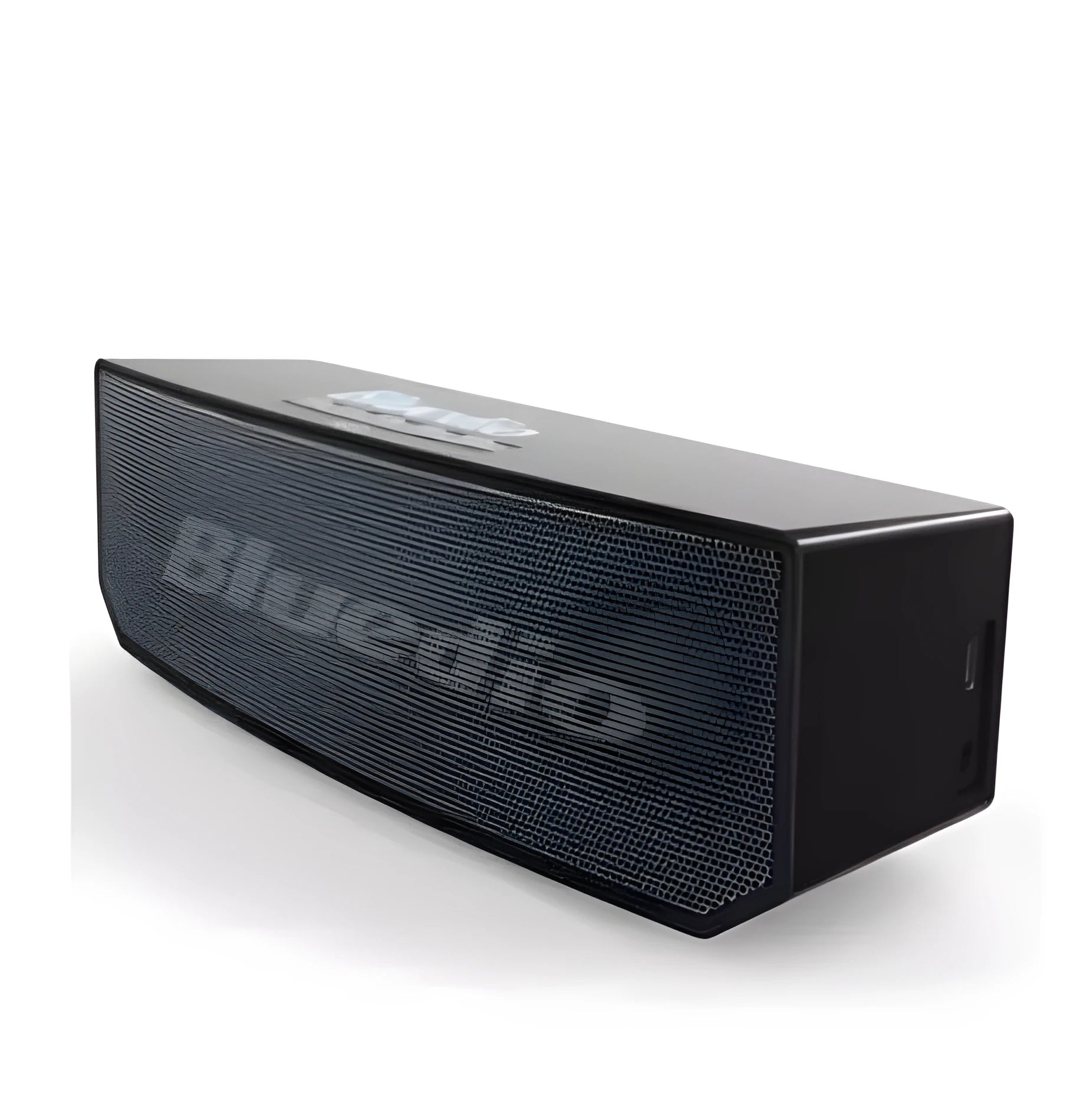 Black BS-6 cloud smart speaker showing compact rectangular design and micro-USB port.