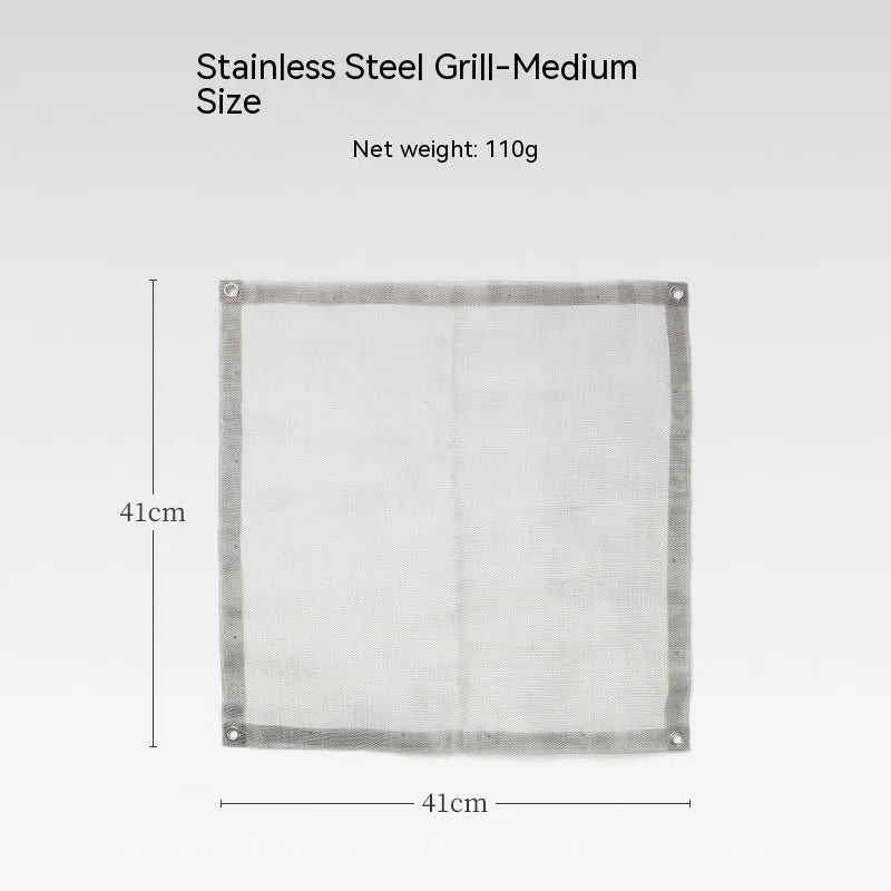 Stainless steel barbecue grill set with included grill net in silver colour
