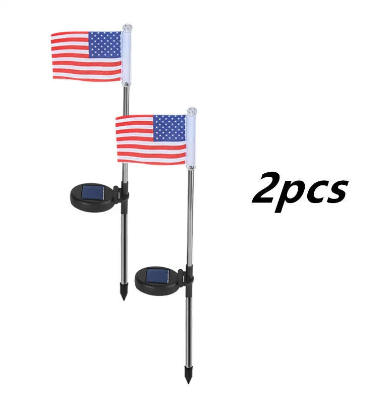 Solar garden flag light with stainless steel pole and British flag design