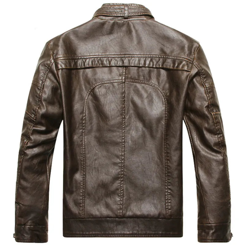 PU leather jacket with zipper front in black, brown and coffee colour options
