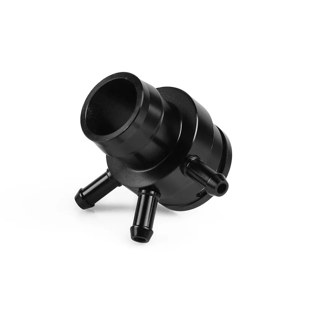 Black titanium vacuum adapter tee for second generation engine vacuum hose connections.