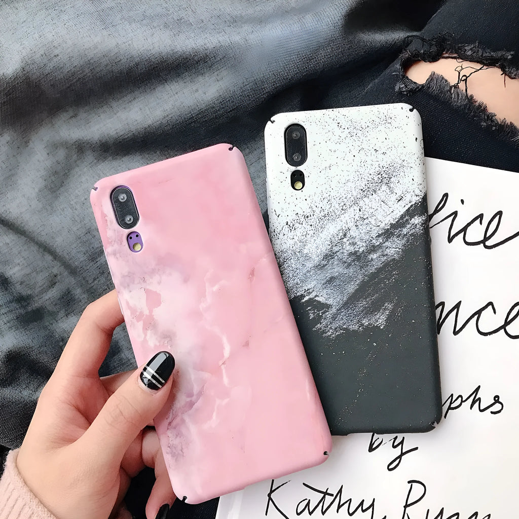 Painted pure colour hard PC phone case for Huawei and Honor in black