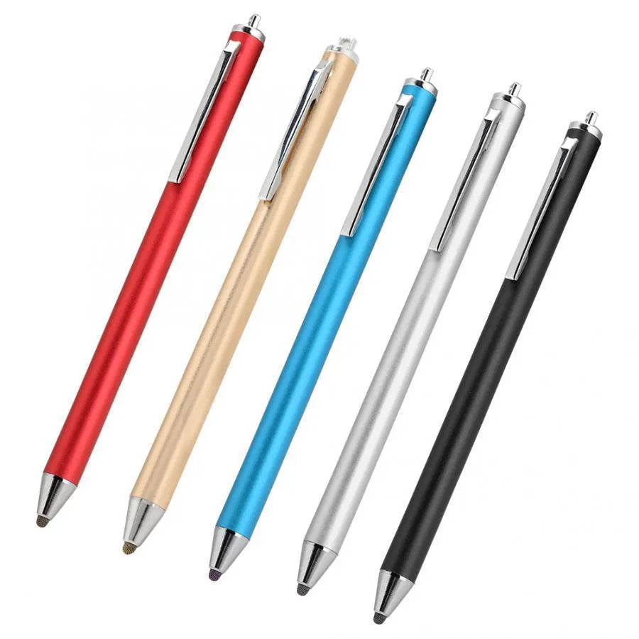 Metal capacitive stylus with fine tip in multiple colour options.