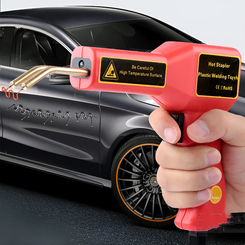 Plastic welding repair gun for car bumpers with LED light and power cord.