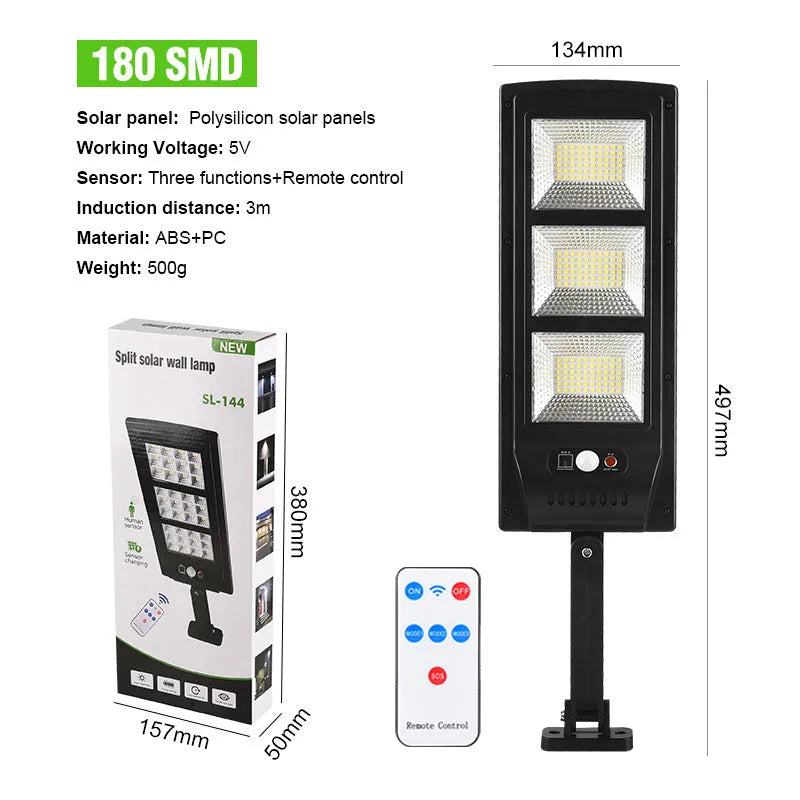 Plastic solar street light with remote control for outdoor garden and wall LED lighting