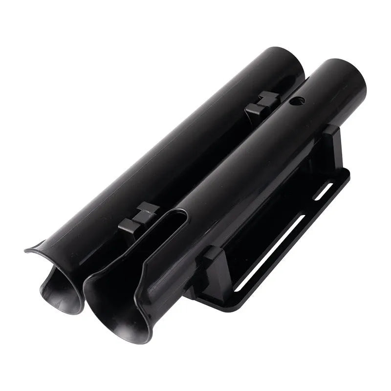 Plastic fishing rod rack with pipe clamp for motorcycle and bicycle mounting