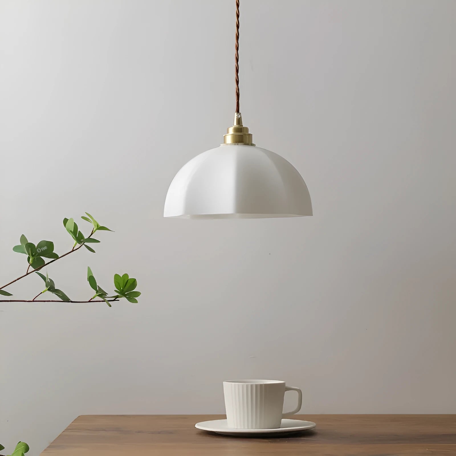 Small brass droplight wall lamp with copper glass shade in Chinese style