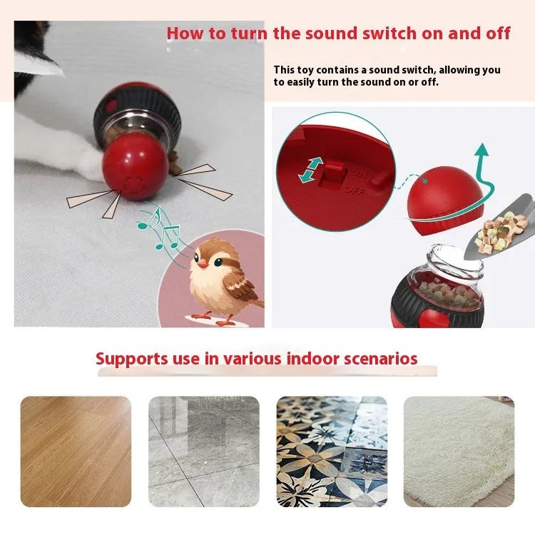 Rotating plastic cat toy with super ball colour design measuring 155mm by 87.5mm