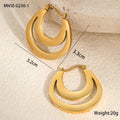 Pair of 18K gold plated geometric stainless steel French earrings with round ring minimalist design for women