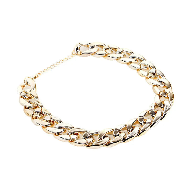 Geometric twisted chain dog collar in gold colour with plastic/resin construction for small-medium pets