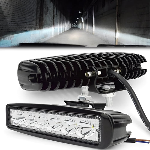 Black die-cast aluminium auxiliary LED car light with bracket for 12V-24V vehicles