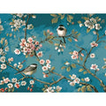 DIY digital oil painting kit showing blue flowers and birds abstract design on 40x50cm linen canvas