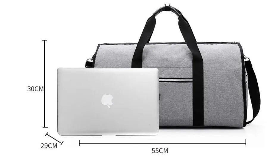 Cylinder-shaped travel bag in red, light grey, blue, or black colour with a zipper opening.