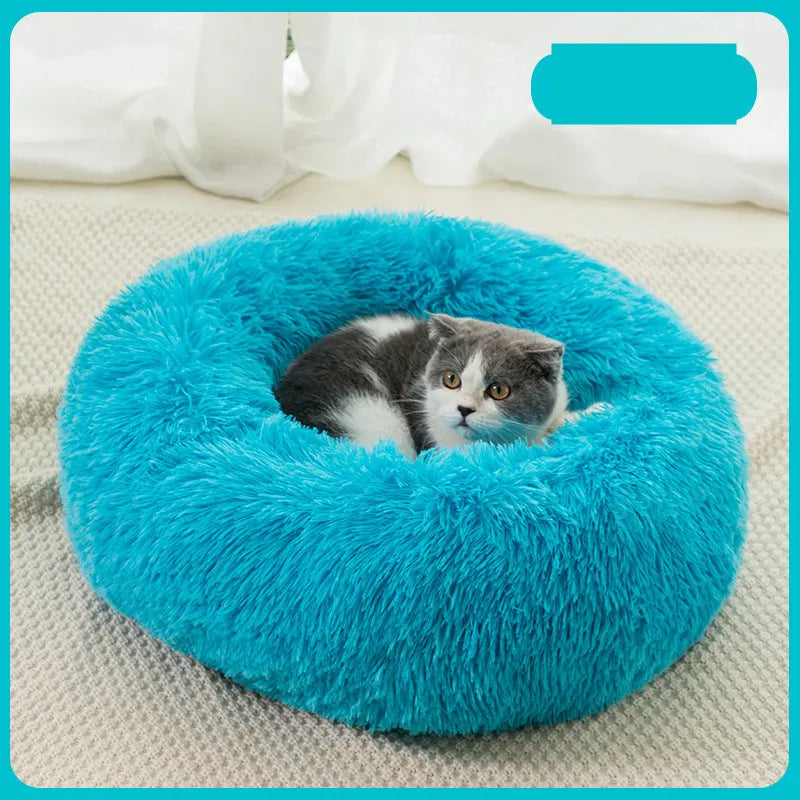 Plush warm dog bed in winter soft cloth pet nest in dark gray for indoor sleeping