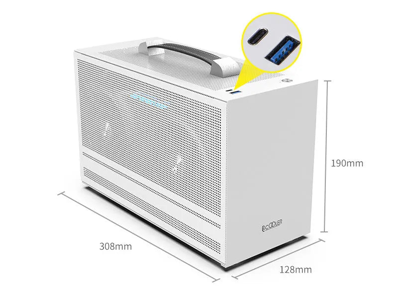 Hummingbird PRO mini-ITX desktop computer chassis in titanium grey and white colour options