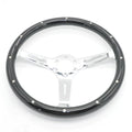 15-inch black peach wood classic car steering wheel with electroplated finish